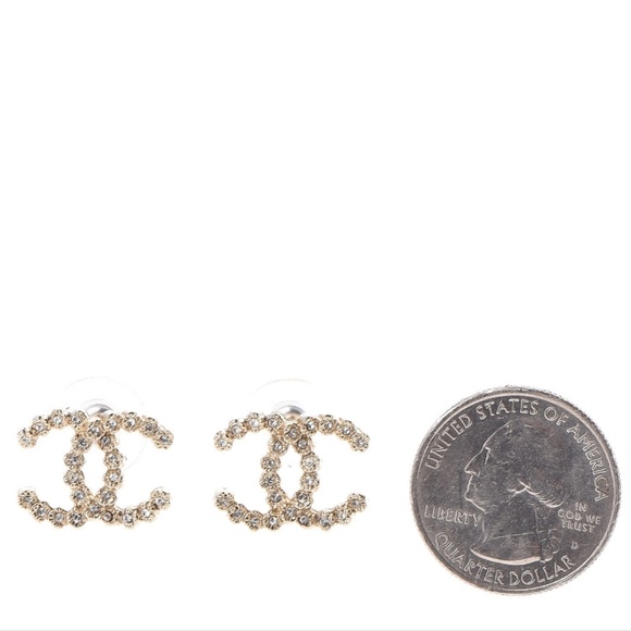 🛑SOLD🛑CHANEL Crystal CC Earrings Light Gold - Picture 3 of 7